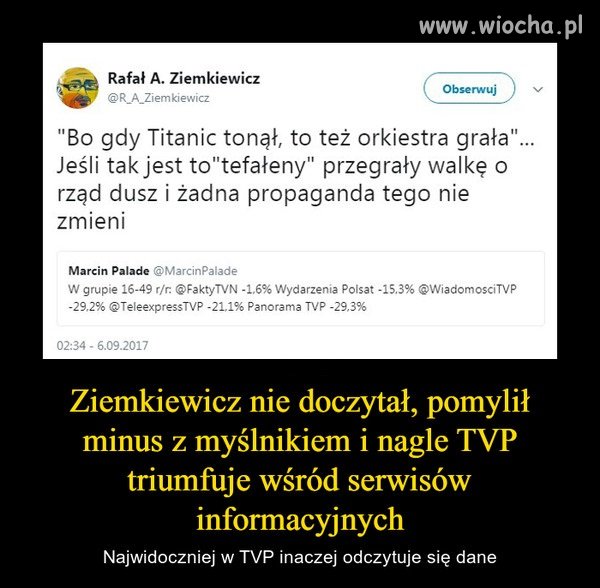 Ziemkiewicz chciał błysnąć dowcipem