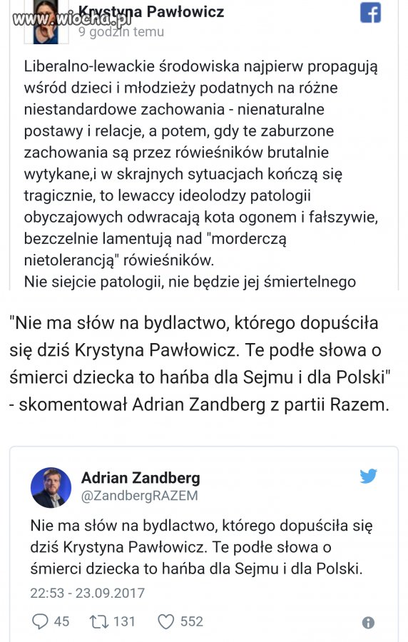 Skandaliczny wpis Pawłowicz nt. śmierci 14-latka.
