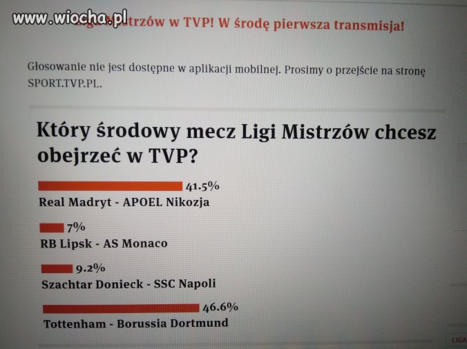 Liga mistrzów w TVP na 104%