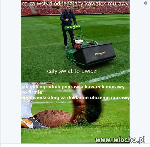 Jakby nie wynik meczu to za murawe wstyd