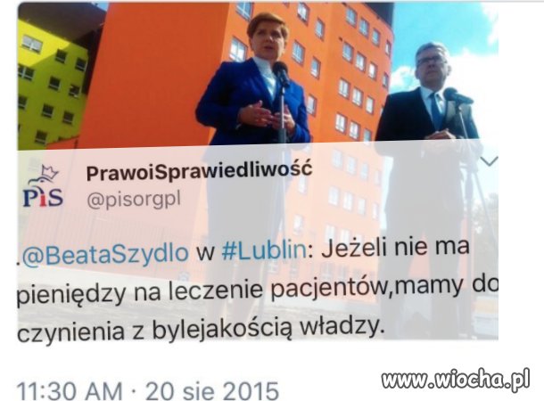 Ten wpis na twitterze PiS-u z 2015 roku ośmieszył Premier Szydło
