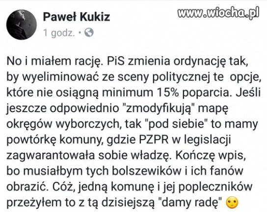 Kukiz wreszcie dostrzega pewne sprawy