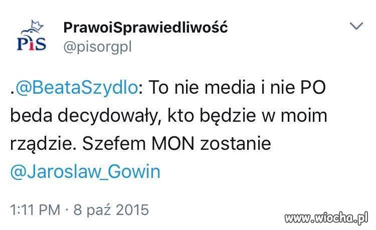 Dwa lata temu Broszka zapewniała, że: