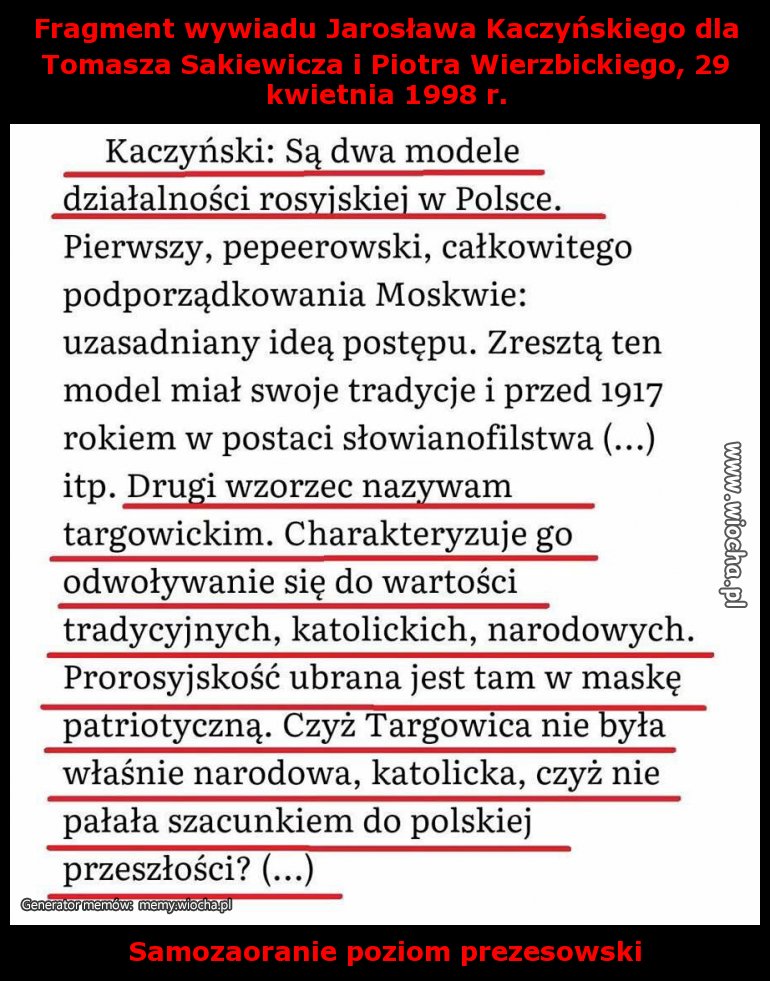 Fragment wywiadu Jarosława Kaczyńskiego dla