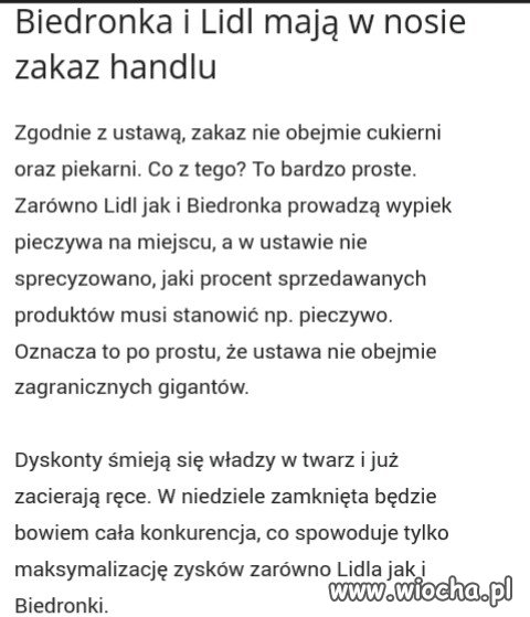 Zakaz handlu w niedzielę?