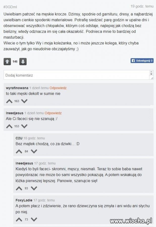 W dzisiejszych czasach faceci się nie szanują.