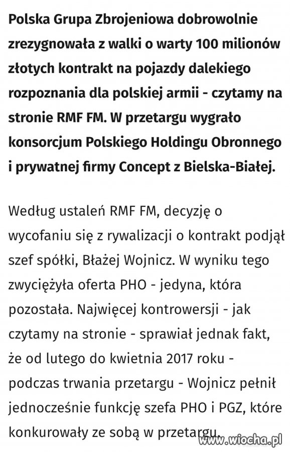 Szef państwowej firmy rezygnuje z przetargu wartego