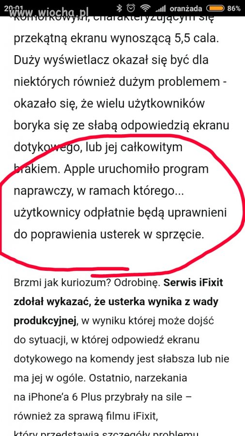 Znajomej rozwalił się dotyk w Apple 