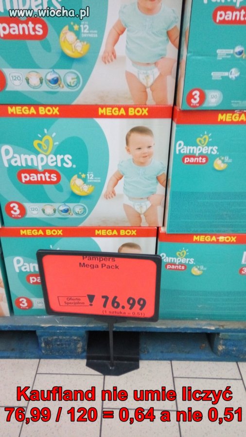 Kaufland nie umie liczyć 64 to nie 51 groszy /szt