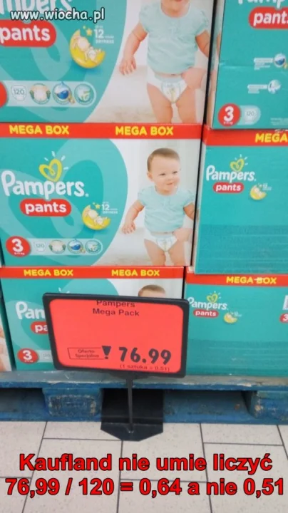 Kaufland nie umie liczyć 64 to nie 51 groszy /szt