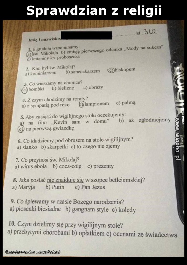 Sprawdzian z religii