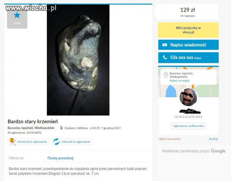 Bardzo stary krzemień ludzi pierwotnych