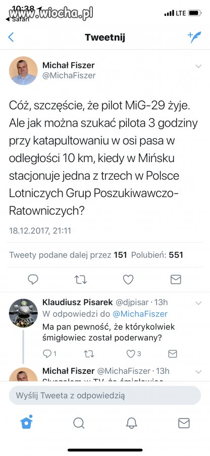 3 h szukać rannego pilota. Brawo Antoni