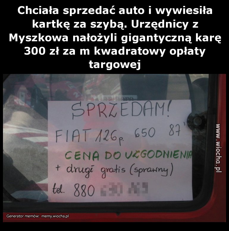 Chciała sprzedać auto i wywiesiła kartkę za szybą.