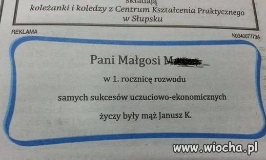 Życzenia dla Pani Małgosi w 1. rocznicę ...