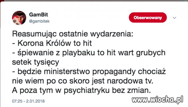 Reasumując ostatnie wydarzenia: