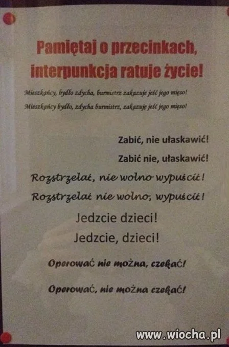 Pamiętaj o przecinkach