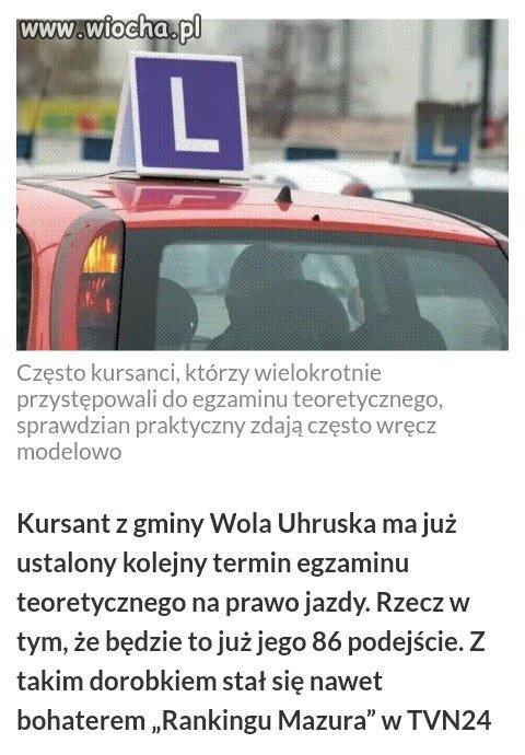 Od 6 lat próbuje zdać egzamin na prawo jazdy.