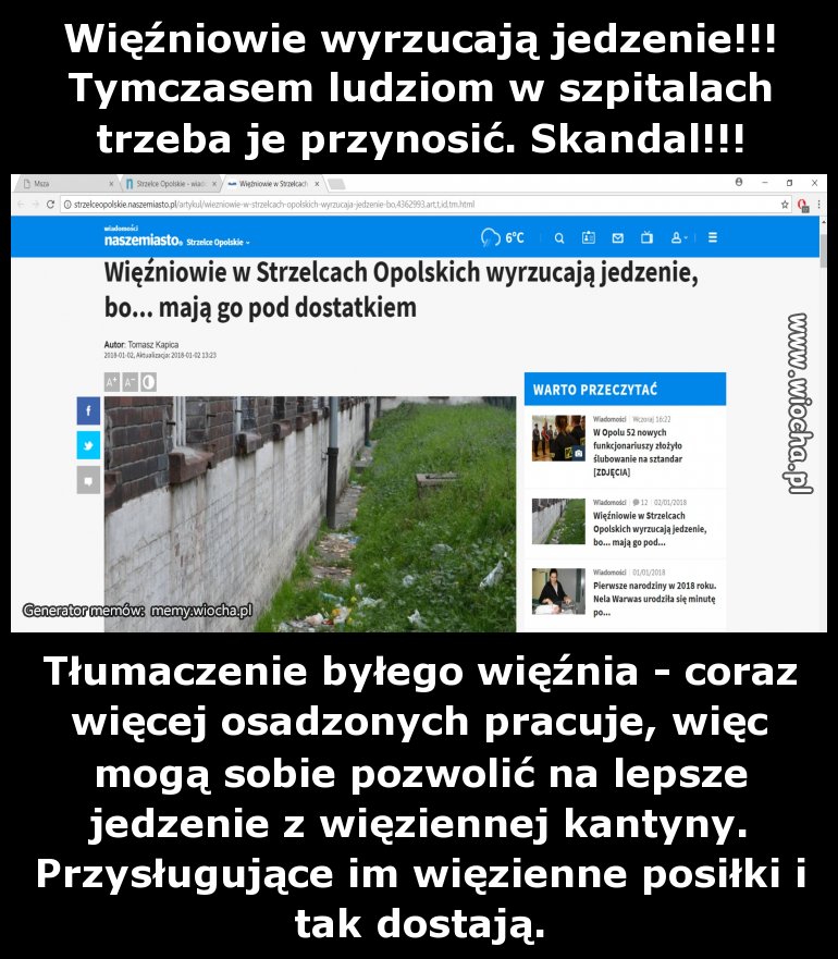 Więźniowie wyrzucają jedzenie!!!