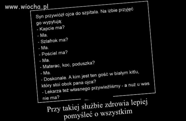 Syn przywiózł ojca do szpitala