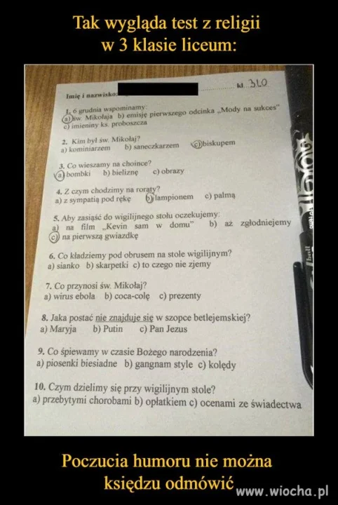 Test z religii 