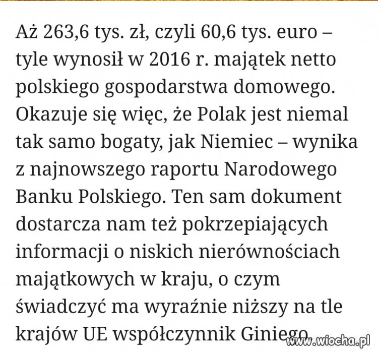 Polak tak samo bogaty jak Niemiec