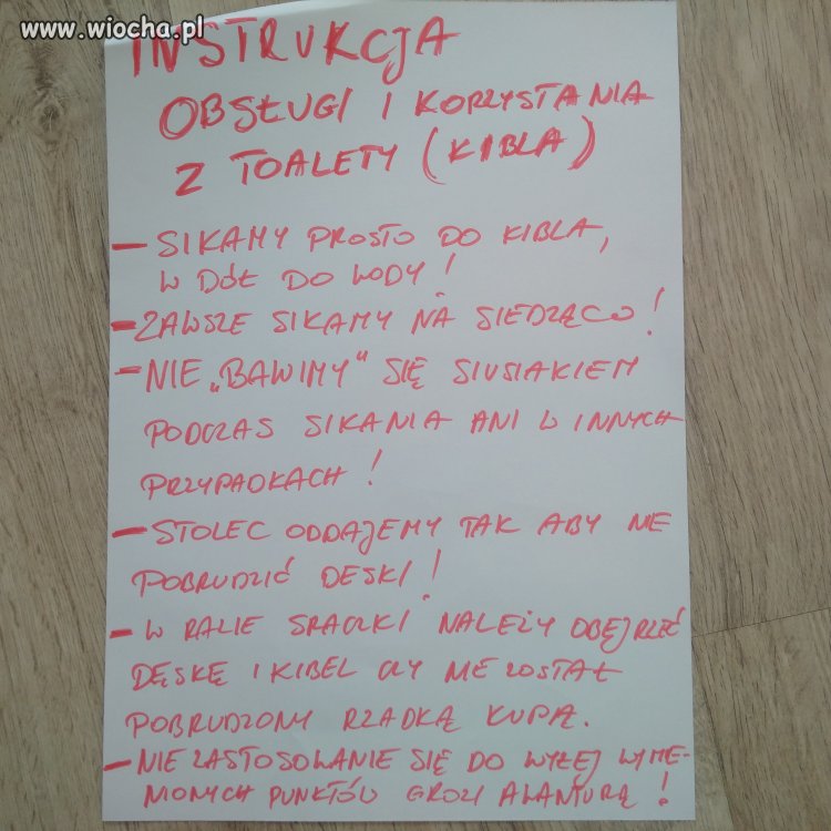 Instrukcja korzystania z toalety