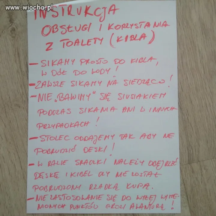 Instrukcja korzystania z toalety