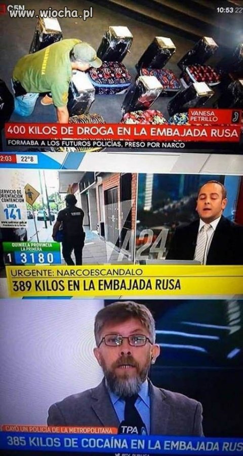 389 kg kokainy w ambasadzie Rosji w Buenos Aires