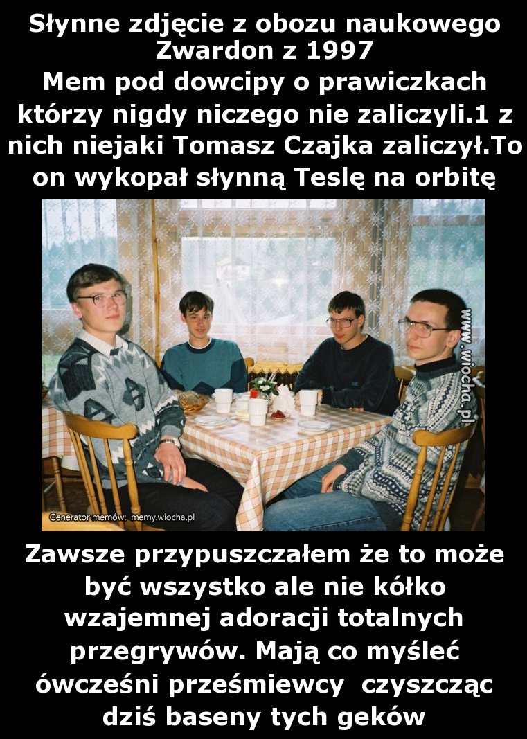 Słynne zdjęcie z obozu naukowego Zwardon z 1997