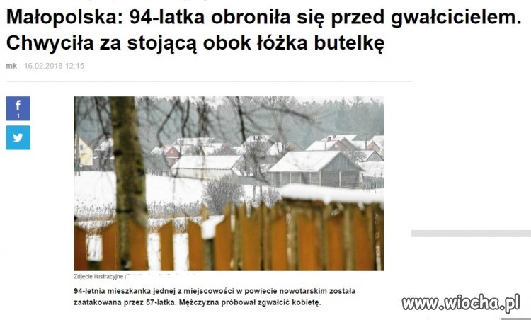 Próbował zgwałcić ...94-latkę!!!