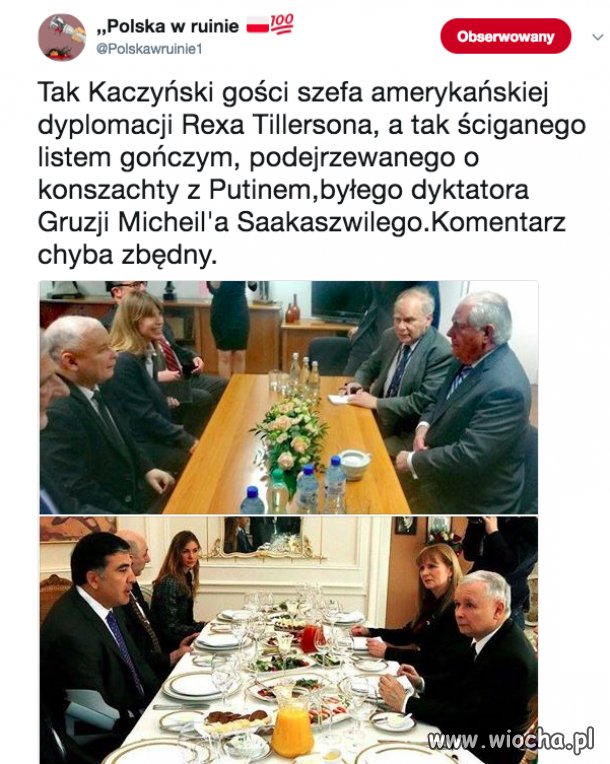 Tak Kaczyński gości szefa amerykańskiej dyplomacji Rexa 
