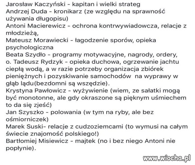 Rejs Polska 100, skład załogi