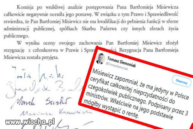 Misiewicz chciałby wrócić, a tu ...
