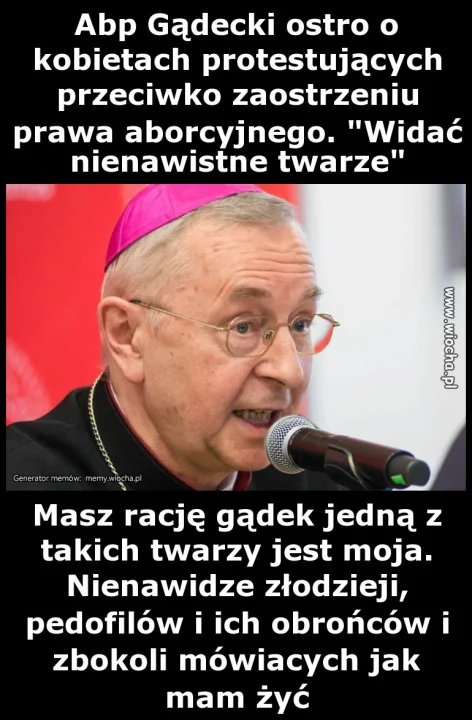 Abp Gądecki ostro o kobietach protestujących