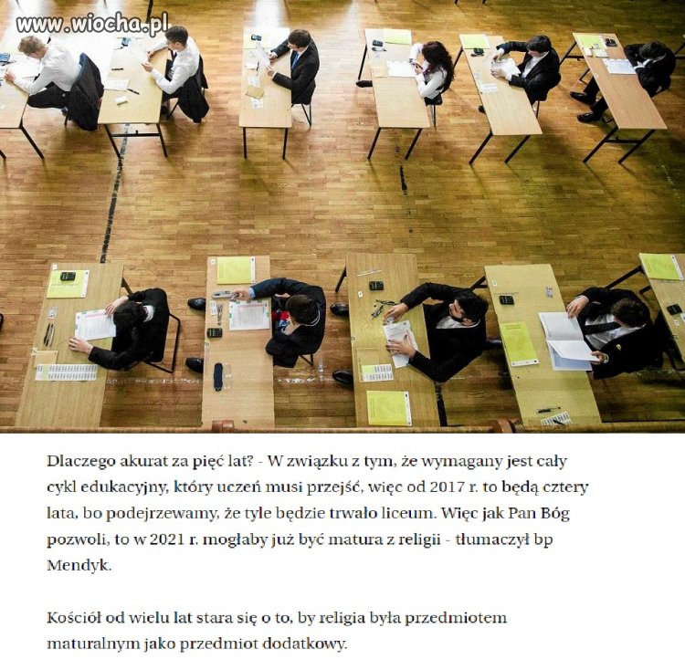 W 2021r matura z religii zaklepana
