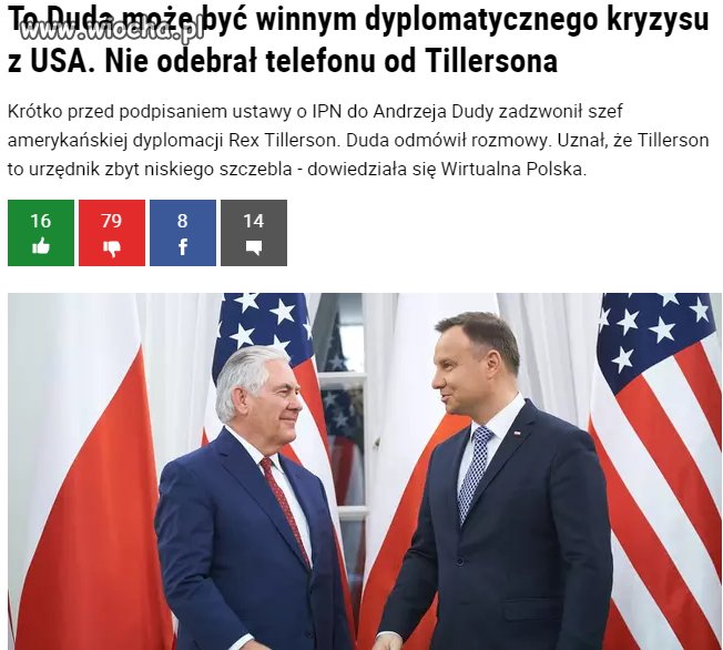 Duda winny kryzysu z USA