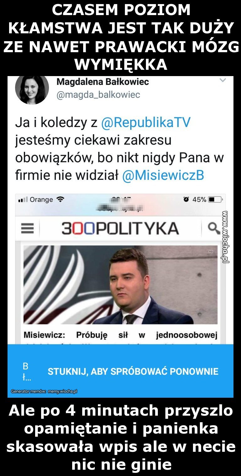 CZASEM POZIOM KŁAMSTWA JEST TAK DUŻY 