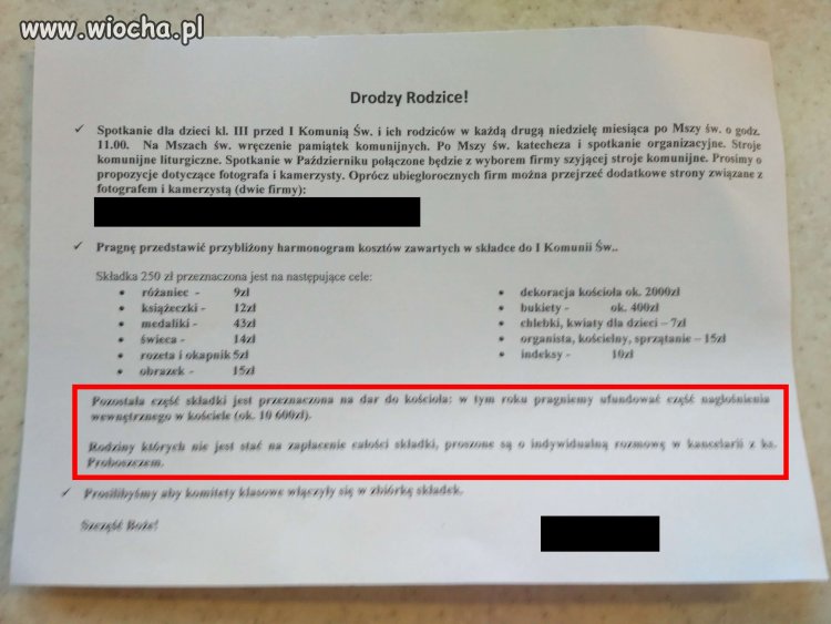 Prezent od dzieci komunijnych.