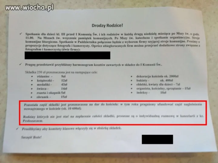 Prezent od dzieci komunijnych.