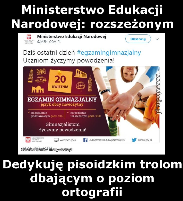Ministerstwo Edukacji Narodowej: rozszeżonym