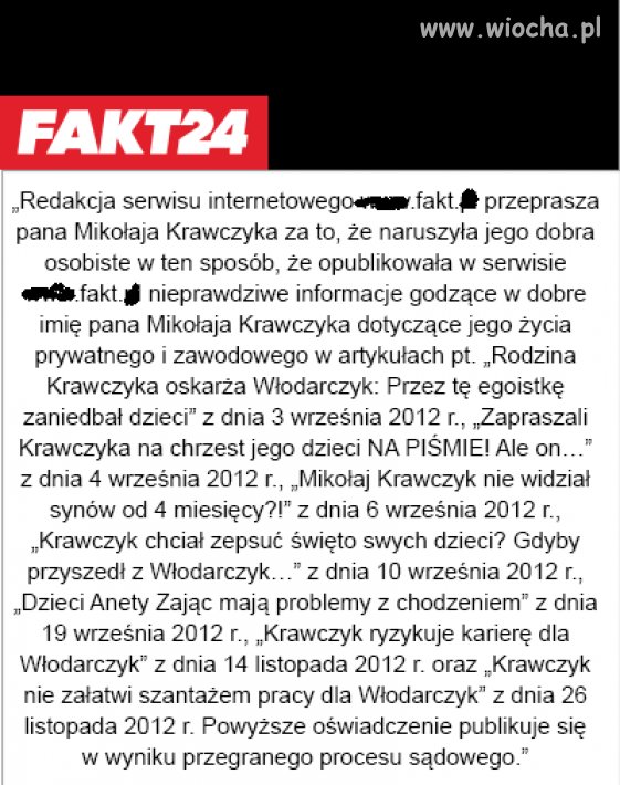 Tymczasem na internetowej stronie Faktu