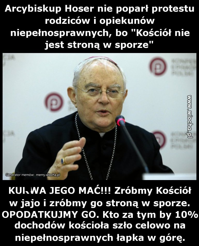 Arcybiskup Hoser nie poparł protestu rodziców 