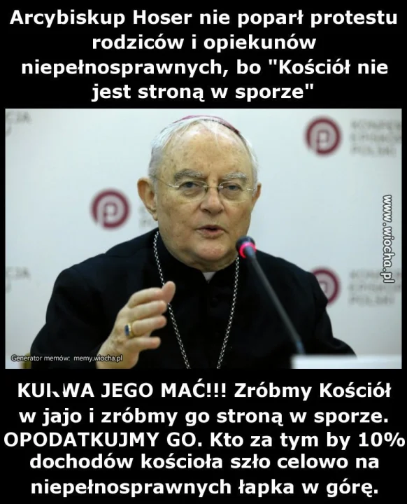 Arcybiskup Hoser nie poparł protestu rodziców 