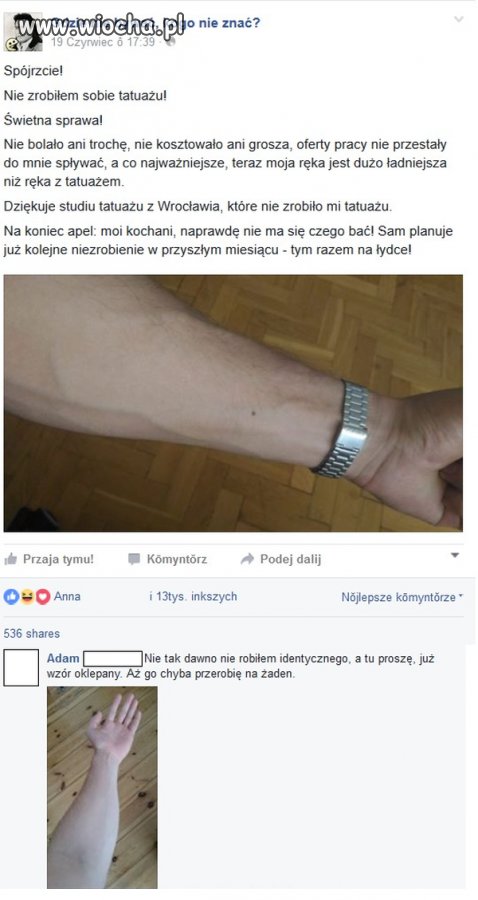Nie zrobiony tatuaż