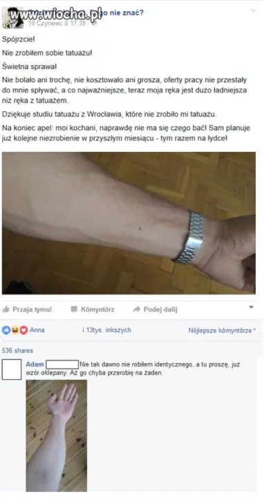 Nie zrobiony tatuaż
