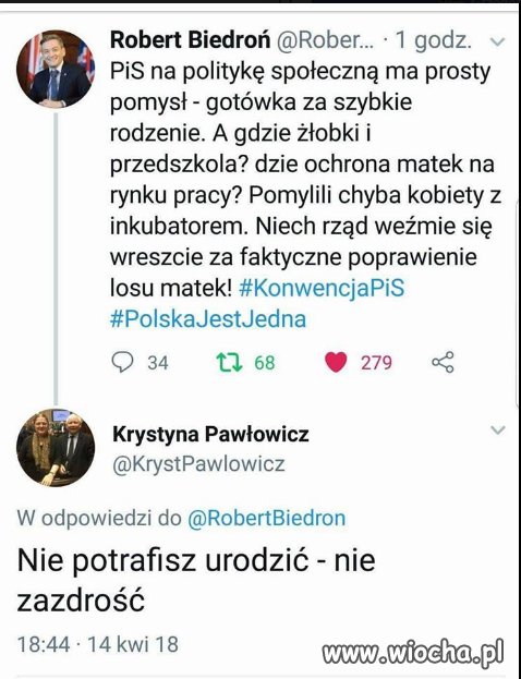 I pisze w odpowiedzi ta