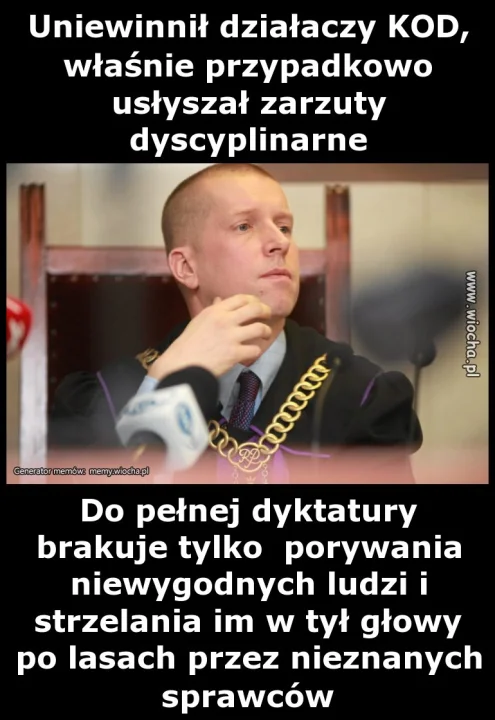 Uniewinnił działaczy KOD, właśnie przypadkowo
