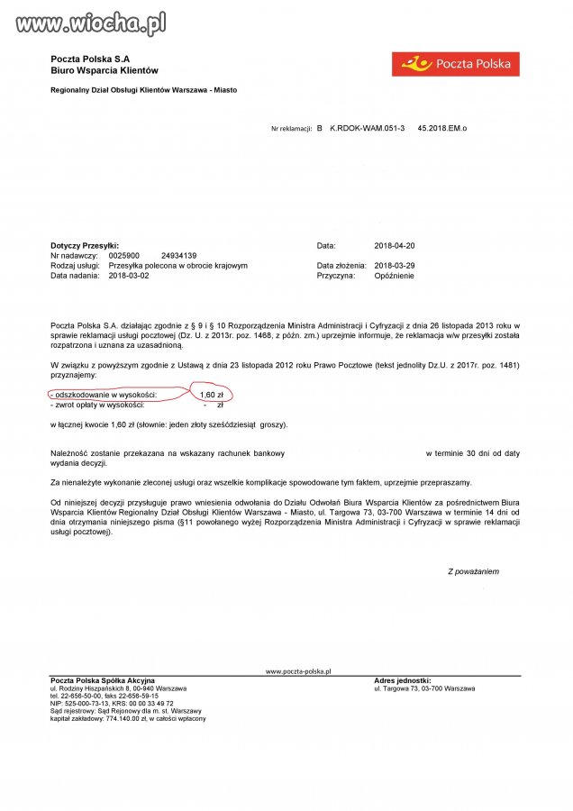 Zadośćuczynienie P. Polskiej...