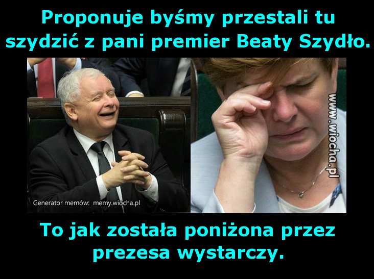 Proponuje byśmy przestali tu szydzić z pani